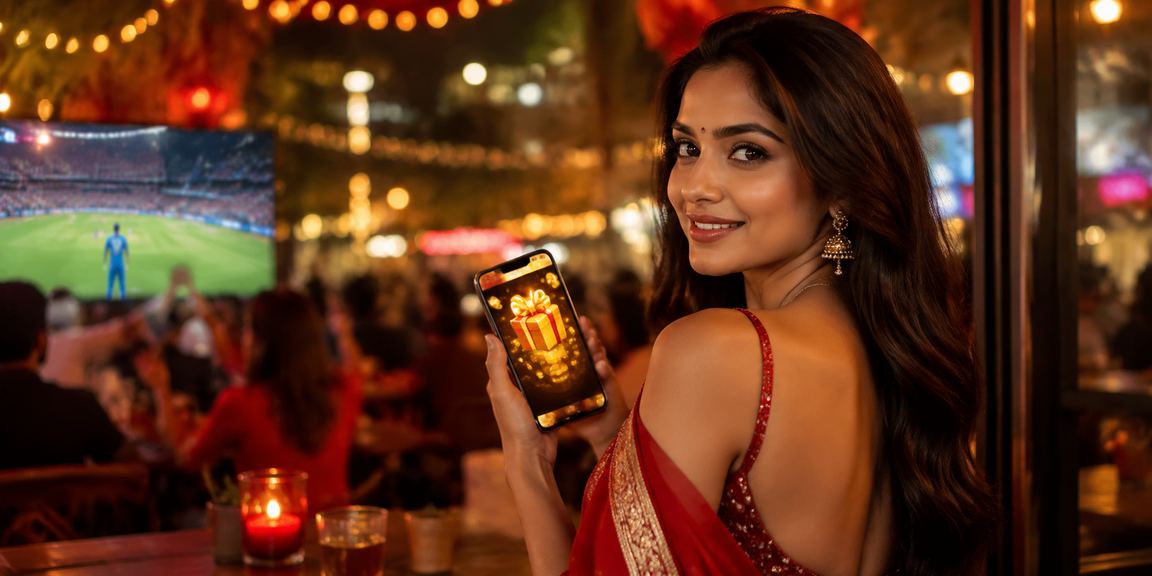 Indian cricket betting entertainment scene with festive colors